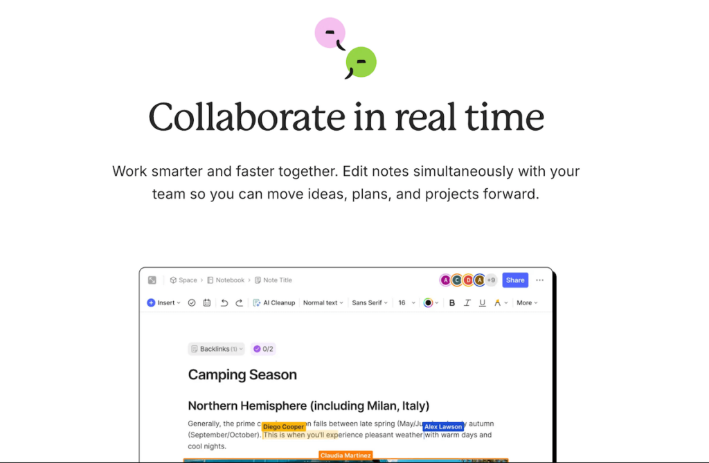 Collaboration in Evernote note-taking software